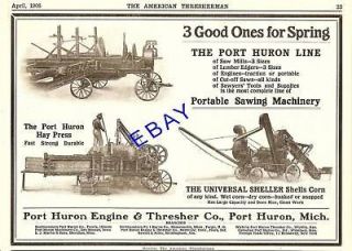 1908 PORT HURON HAY PRESS CORN SHELLER SAW MILL AD MICH