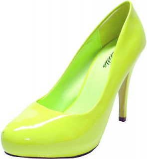 New womens shoes patent lime green high heels pumps US 8.5