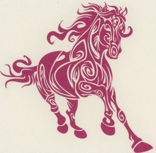Med Pink Glitter Tribal Tattoo Horse Cowgirl Bling Truck Trailer Decal 