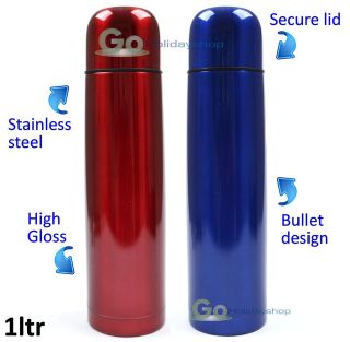   Bullet Flask Stainless Steel Hot Cold Drinks Soup Work Camping Thermos