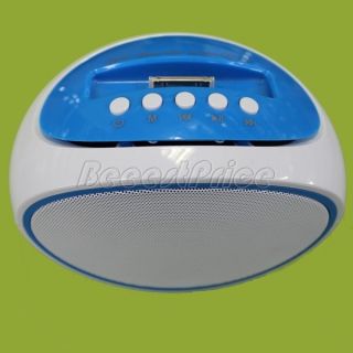 Portable Blue Rechargeable Mini Speaker Player IPhone IPod Audio Dock 