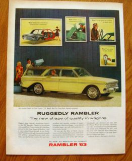 1963 Ruggedly Rambler Ad Classic Six Cross 770 Wagon