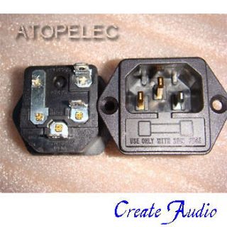 1pc CREATE AUDIO Inlet IEC Socket With Fuse Gold Plated