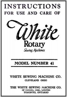 White Rotary Model 41 Instruction Book