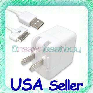 10W USB Wall Charger Adapter+Cable For iPad 1/2 iPhone 4/3GS/3G