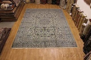220 KNOTTS LARGE FLORAL GREEN 10X13 KASHAN PERSIAN ORIENTAL AREA RUG 