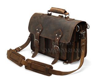 Vintage Style Leather Briefcase Backpack Messenger Laptop Bag Satchel 