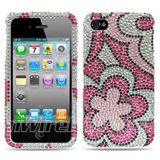   Flower Bling Hard Case Cover for Apple iPhone 4 4S Sprint Verizon AT&T