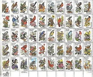 State Birds & Flowers 50 20c US Postage Stamps 1982