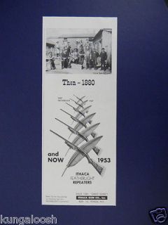 1953 ITHACA GUN COMPANY ART AD FOR FEATHERLIGHT REPEATERS SALES