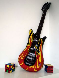 80s Party Decoration   Inflatable Guitar with Flame Effect