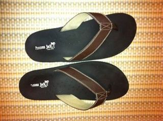 Mens Size 13 Flip Flops   Panama Jack Brand. Black With Brown Leather 