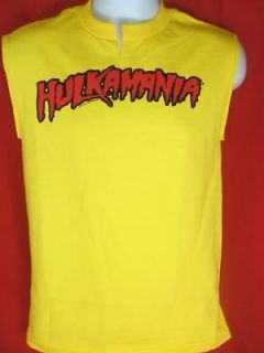 Hulkamania Hulk Hogan Yellow Muscle T shirt New