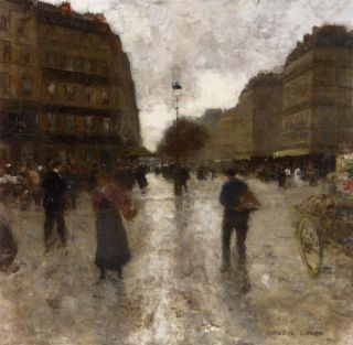 luigi loir oil painting repro a parisian street scene from