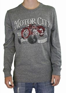 Lucky Brand Jeans Mens Motor City Iron Works T Shirt Gray 7MD8601 HEG 