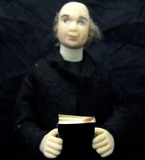 LOVELY Dollhouse Miniature Artist Crafted PRIEST or MINISTER Doll 1/12 