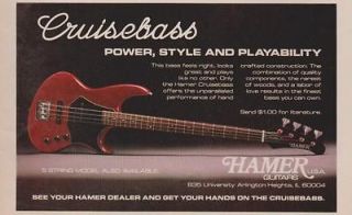 1982 hamer cruisebass bass guitar print ad 
