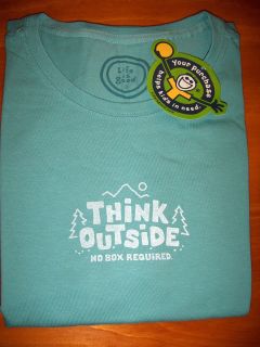 NWT Life is Good womens LS No Box Required aqua/teal tee L XXL