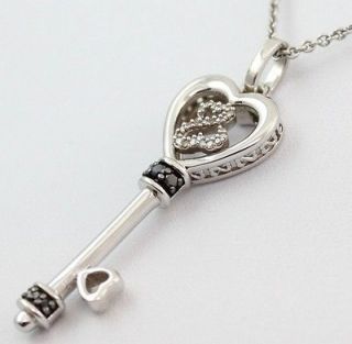 Jane Seymour Key Open Heart 1/15ct Diamond Pendant/Necklace Sterling 