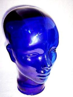LIFE SIZE GLASS HEAD MANNEQUIN DECORATION COBALT BLUE   BEST COLOR 11 