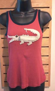 Ivy Jane Red w/ Blue Trim Tank w/ Bling Collar Alligator Size Small