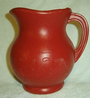 Vintage Plastic Kool Aid Man Red Color 1 or 2 Qt Beverage Pitcher