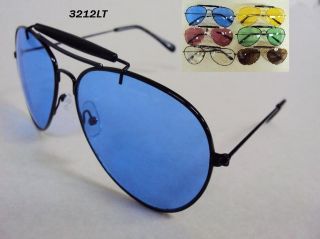 Aviator Sunglasses Assorted Lens Colors with Brow Bar Frame Pilot Cop 