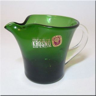 Krosno/Jaffe Rose Polish Green Glass Jug   Labelled
