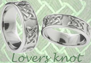 Sterling Silver Lovers Knot Celtic Band Wedding Ring Set Irish Made 