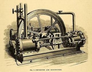 1877 Print Antique Air Compressor James Clayton Machine Machinery 