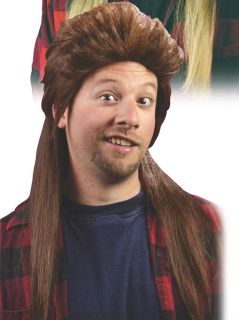   Mullet Wig Redneck Dark Hair Costume Red Neck Hill Billy Adults Mens