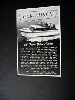 ulrichsen 25 ft trunk cabin cruiser boat 1961 print ad