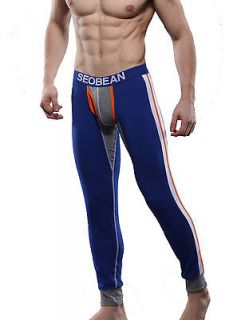   Mens Low Rise Sexy Thermal Underwear Pants Long John 2171 Blue XL