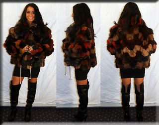 New Multi Fox Fur Jacket   Size Extra Large XL 14 16   Efurs4less