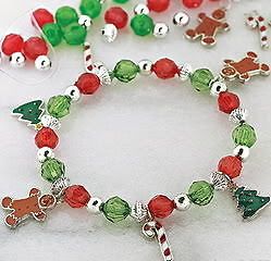   Christmas Holiday Bracelet Craft Kit   Gingerbread   Beaded Jewelry