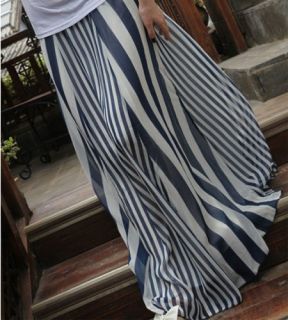 Casual Womens Long Skirts Dress Irregular Stripes Full Length Maxi 