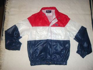 Izod Lacoste j.g. red white blue gator windbreaker hooded jacket kids 