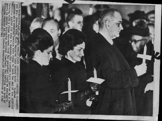 1963 Pres Johnson wife and daughter lighted candles memorial ser Press 