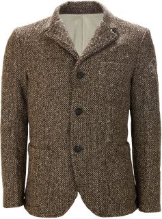 La Martina Mens Brown Wool Knitted Elbow Patch Blazer
