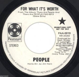 People 1970 Paramount promo 45rpm For What Its Worth b/w Maple Street