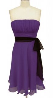 BL1094 Violet Purple Pleated Padded Bridesmaid Wedding party formal 