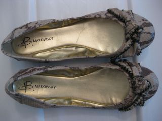 MAKOWSKY 100% genuine leather ballet flats knotted chain 11W