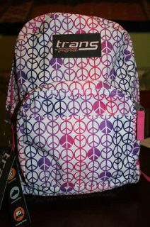 2673~NWT TRANS JANSPORT GIRLS BACKPACK PINK W/PEACE SIGNS