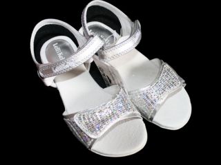 New Big Girl Lelli Kelly Clic Clac Silver Sandal Shoe Heel Size Eur 35 
