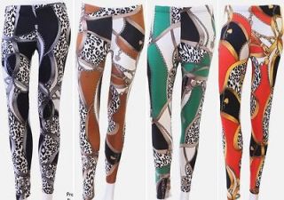 NEW Size 6/8,10/12 & 14/16 Chain & Leopard Design Knitted Leggings 