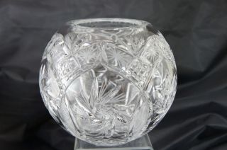 vintage crystal round salad bowl vase pinwheel 