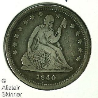 1840 o with drapery seated liberty quarter vf time left