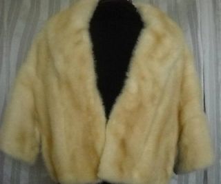 Vintage Schiaparelli Paris Blond Mink Stole Cape Wrap Yellow Fur 1960 