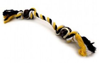 DOG TOY ROPE tennis RUBBER BALL PITTSBURGH STEELERS COLORS   BLACK 