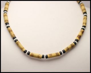 Hawaiian Bamboo Necklace with Puka Shell and Black Coco Beads 20 inch